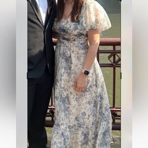 Abercrombie & Fitch Blue and Cream Floral Maxi Dress